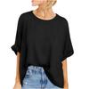 Women's Short Sleeve Dressy Solid Color Loose Top Summer Round Neck Loose Casual T-Shirt