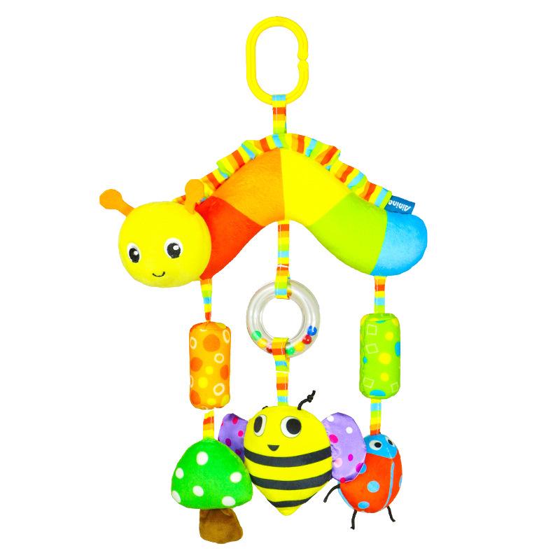 Rainbow Leaves Baby Crib Mobile & Plush Animal Rattle Toy