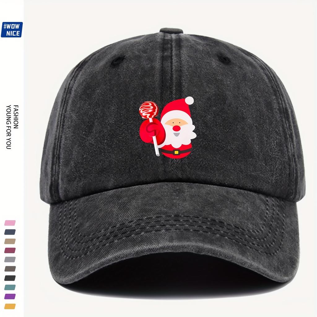 Santa And Candy Hat Adjustable Christmas Baseball Cap Breathable Comfortable Curved Brim AllSeason Casual WomenS Hat Soli