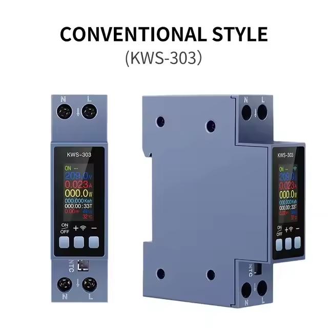 KWS-303 40A Tuya WIFI Умный выключатель Автоматический выключатель Светодиодный счетчик энергии KWh Измерение мощности Таймер Реле Дистанционное управление Приложение Smart Life