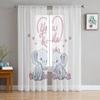Sweet Baby Elephant Tulle Curtains For Living Room Kids Room Decor Kitchen Window Sheer Curtains Transparent Chiffon Curtain