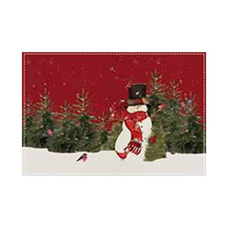 Christmas Snowman & Snowflake Plaid Insulated Placemat - Festive Table Decoration