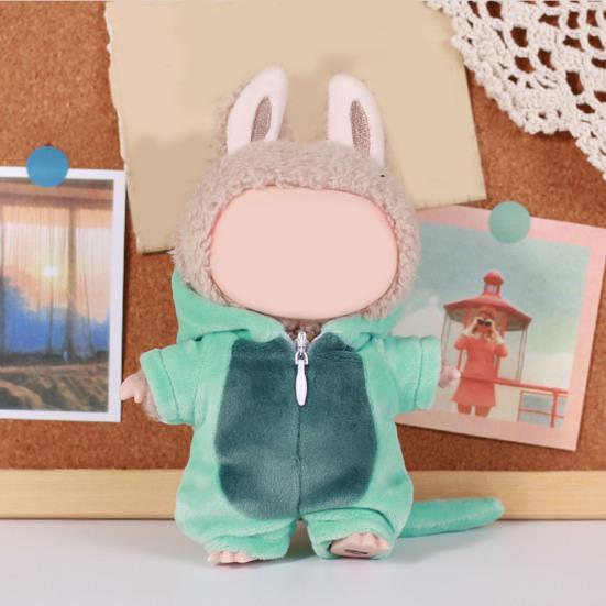 Одежда для кукол 17 см, комбинезон с капюшоном динозавра, многоцветный плюшевый домашний комплект, мультяшный наряд для куклы для творческой игры и обмена в социальных сетях