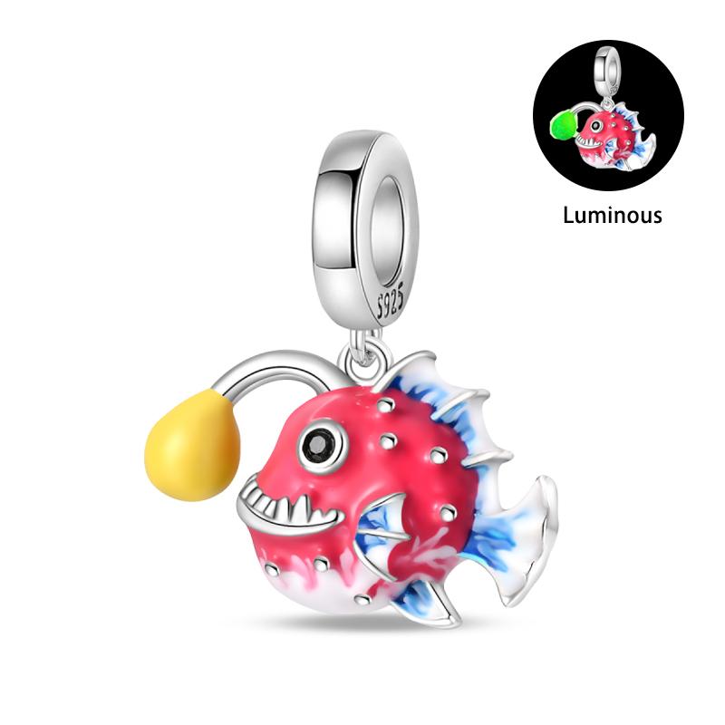 Лето S925 серебряный цвет ракушка жемчуг рыбий хвост светящийся океан серии Подвески бусины подходят S925 оригинальные браслеты DIY ювелирные изделия