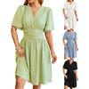 Женское платье Летнее повседневное свободное хлопковое платье с круглым вырезом и короткими рукавами