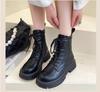 Осенне-зимние женские ботильоны из хлопка, классические коричневые, черные кожаные туфли в готическом стиле в стиле панк, короткие ботинки на среднем каблуке, туфли на платформе