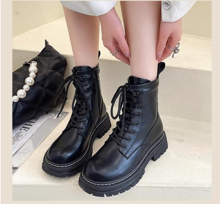 Осенне-зимние женские ботильоны из хлопка, классические коричневые, черные кожаные туфли в готическом стиле в стиле панк, короткие ботинки на среднем каблуке, туфли на платформе