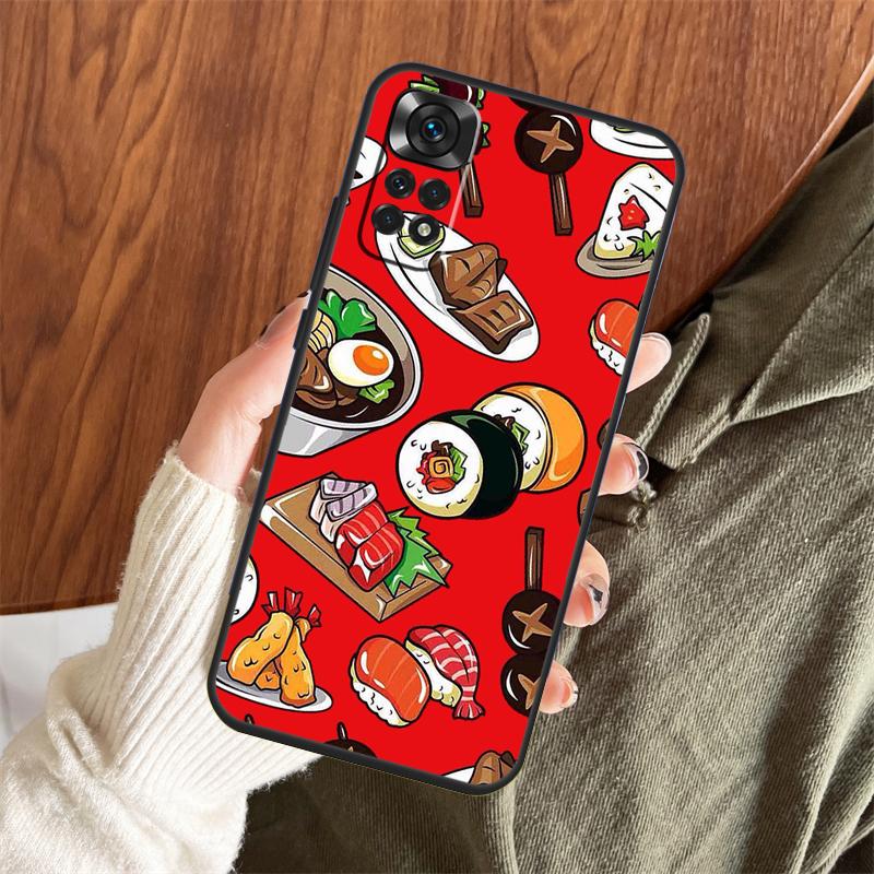 Japanese Sushi Food Case For Xiaomi Redmi Note 14 Pro 13 12 11 10 15 Pro Plus Redmi 13 C 15 10C 12C 14C 15C Cover