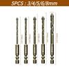 3-12mm Cross Hexagon Tile Drill Bits Set For Ceramic Carbide Glass Metal Alloy Cross Tile Drill Bit Set Drilling Tools