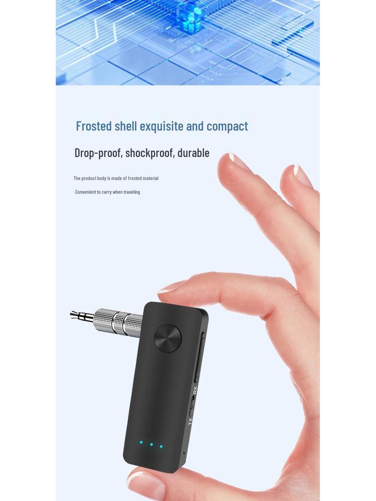 Bluetooth 5.3 Car Transmitter & Receiver - Hands-free Wireless 3.5mm AUX Audio Adapter