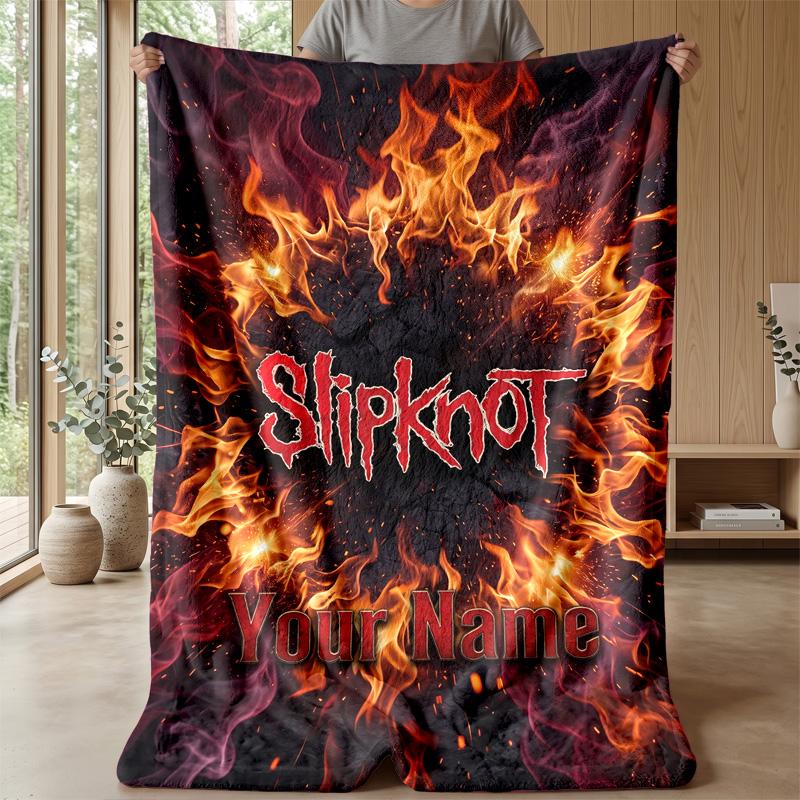 Slipknot Custom Flannel Throw Blanket Print Your Name Text Soft Warm Blanket Holiday Present