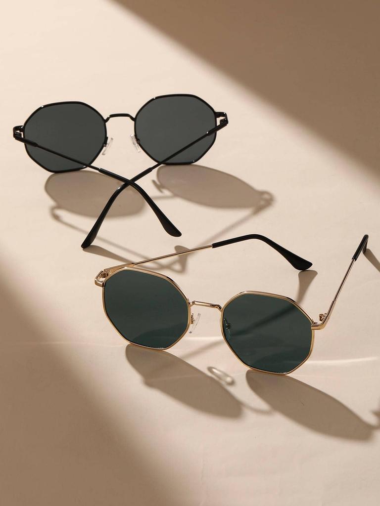 1/2 Pcs Metal Geometric Round Frame Fashion Sunglasses For Vacation Decors Photo Props