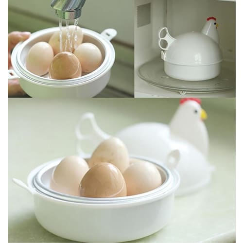 FGAJKG Chicken-Patterned Egg Boiler, Holds 4 Eggs, Microwave-Safe, Egg Steamer, Makes Soft-Boiled and Hard-Boiled Eggs, Easy, Safe, and Cute Cooking S