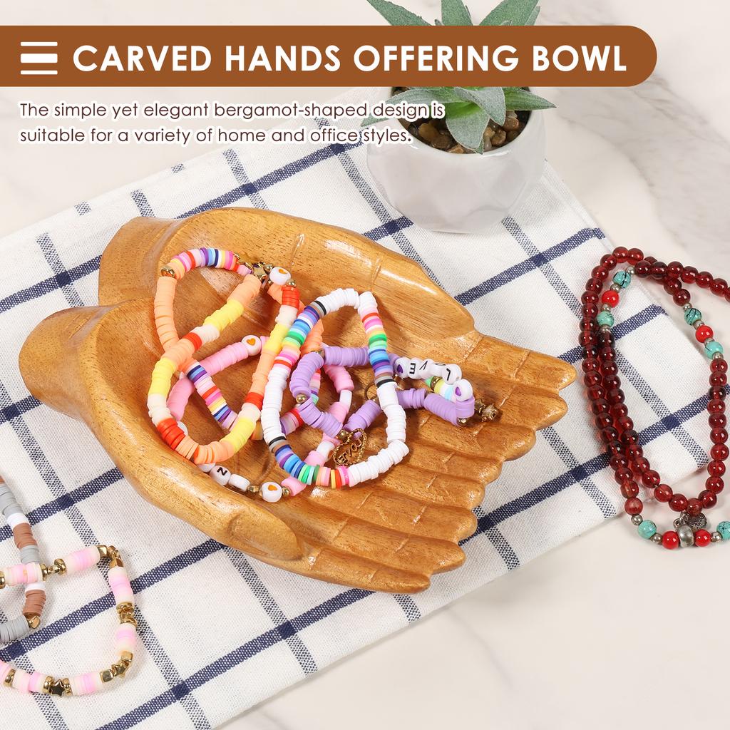Деревянная резная миска для хранения рук, декоративная миска для прихожей, эстетичная подставка для ювелирных изделий, кристаллов, камней, миска для ключей у входа