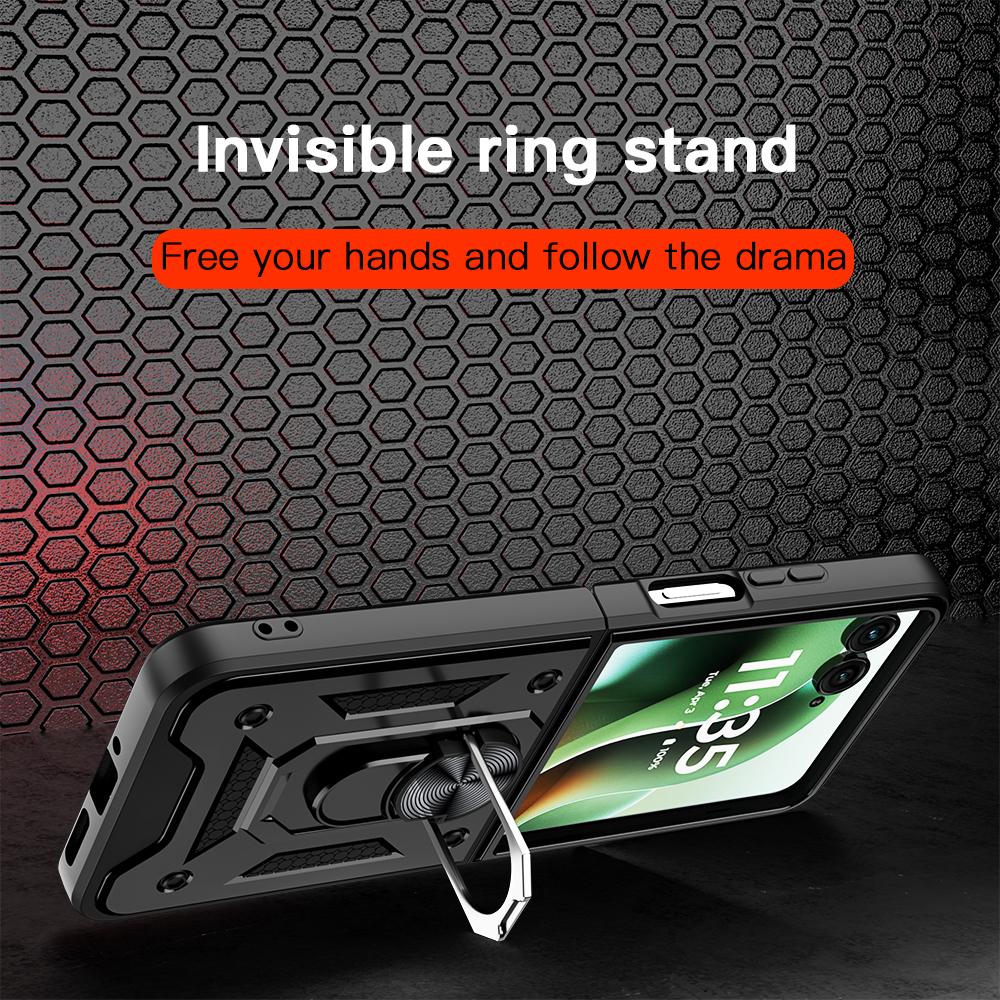 KEYSION Противоударный бронированный чехол для Motorola Razr 60 Ultra 5G Металлическая подставка-кольцо Задняя крышка телефона для MOTO Razr Ultra 2025 Razr+2025