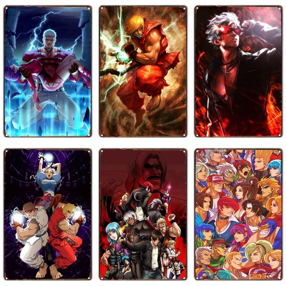 Аниме The King Of Fighters Винтажная Металлическая Табличка, Постер Настенного Искусства, Файтинги, Ретро Табличка для Бара, Клуба, Мужской Пещеры, Домашний Декор Стен