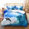 Dolphin Duvet Cover Set Cute Kawaii Wild Animals King Queen Full Size Polyester Bedding Set For Boys Girls Comforter Cover