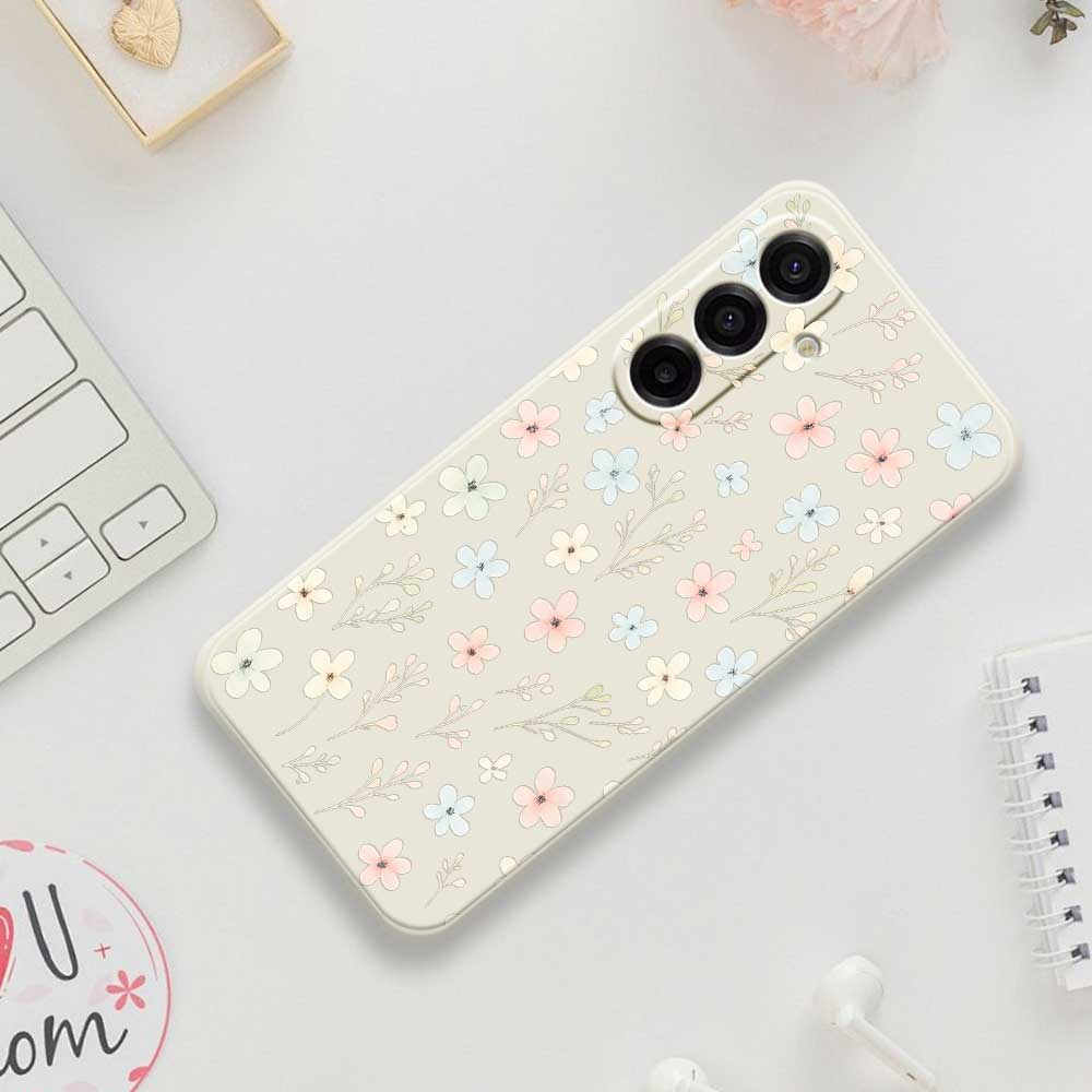 For Samsung Galaxy A17 5G Case Small Flower Branches Pattern Printing Straight Edge TPU Phone Back Cover