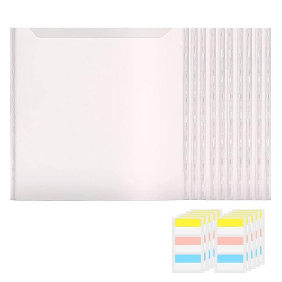 Органайзер для хранения бумаги для скрапбукинга, 10 шт., с 30 липкими индексными вкладками, прозрачная виниловая бумага, закрытая сумка для хранения фотографий, бумажный файл