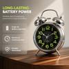 4 Inch Dial Twin Bell Alarm Clock Silver Battery Operated Alarm Clock  For Heavy Sleepers