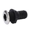 1 1 2in Through Hull Drain Straight Black with Stainless Steel Cover Flapper for Boats Yachts Ships
