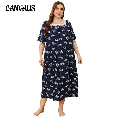 Летняя женская ночная рубашка большого размера, домашняя одежда, пижамы, кружевные ночные рубашки с короткими рукавами и принтом