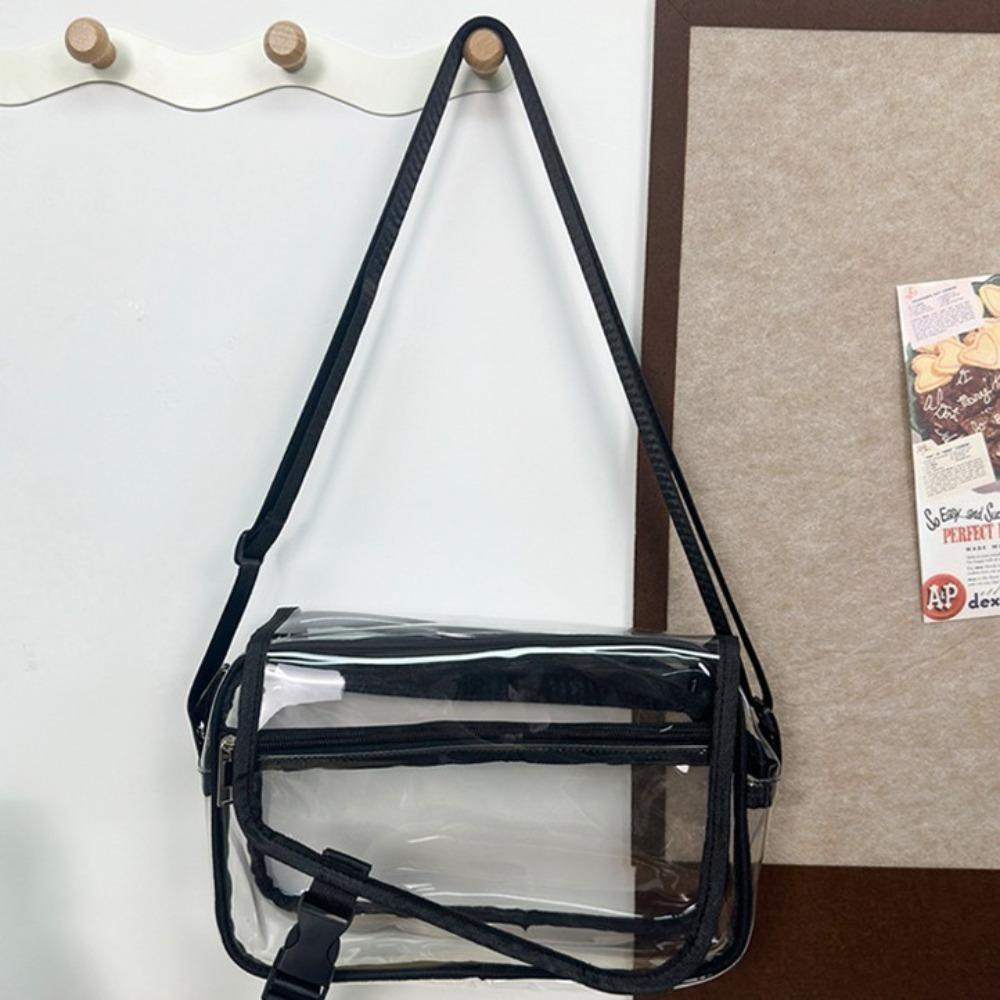 Zipper Crossbody Bag Transparent Tote Handbag Simple Fashion Shoulder Bag  Travel