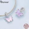 Bamoer 925 Sterling Silver Romantic Lace Butterfly Charms Pendant for Women Bracelet Bangle DIY Jewelry