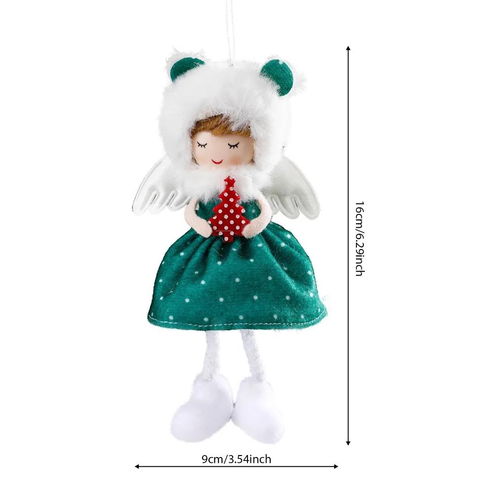 Lucky Angel Girl Doll Decorative Christmas Tree Hanging Ornaments Red and Green Elf Decorations Pendant Kids Gift