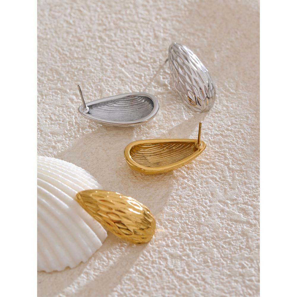 Eetit Stainless Steel Vintage Striped Geometric Stud Earrings for Women Minimalist Daily Wear Statement Jewelry Wholesale