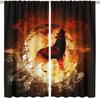 Fantastic Wolf Curtains, Dreamy Rural Winter Snowy Pine Tree Forest Glitter Galaxy Moon Wildlife Pattern Window Treatments,