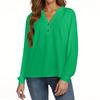 Women's T Shirt Solid Color Button Long Sleeve Daily Weekend Fashion Basic V- Neck Regular Top