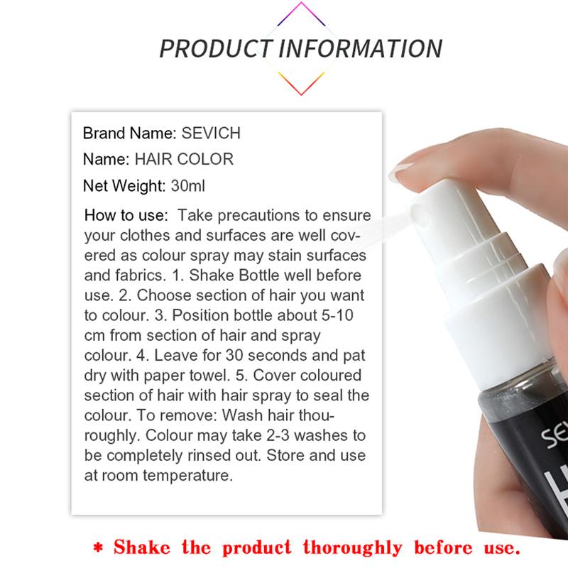 SEVICH 3 бутылки/компл. спрей для краски для волос, мгновенная краска для волос, средство для укладки волос, 30 мл, временная краска для волос, цвет, модный косметический макияж