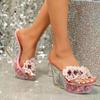 Wedge Heel 11CM Nightclub Wedge Heel Shoes Flower Heel Women's Shoes Catwalk Pole Dancing Shoes Crystal Sole LFD-1101-A21