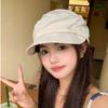Ins Japanese Linen Berets Pleated Versatile Newsboy Hats Classic Soft Peaked Caps Women