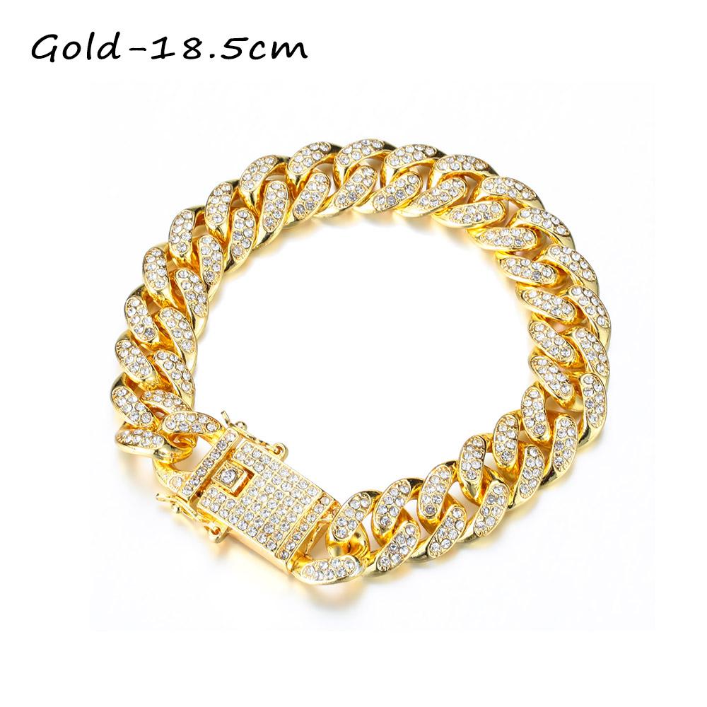 Women Men Fashion Bracelet Luxury Shiny Inlaid Rhinestone Bracelet Link Chain Hip Hop