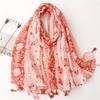 2023 Spring/Summer Sweet Style Cartoon Cherry Cotton Linen Scarf for Women