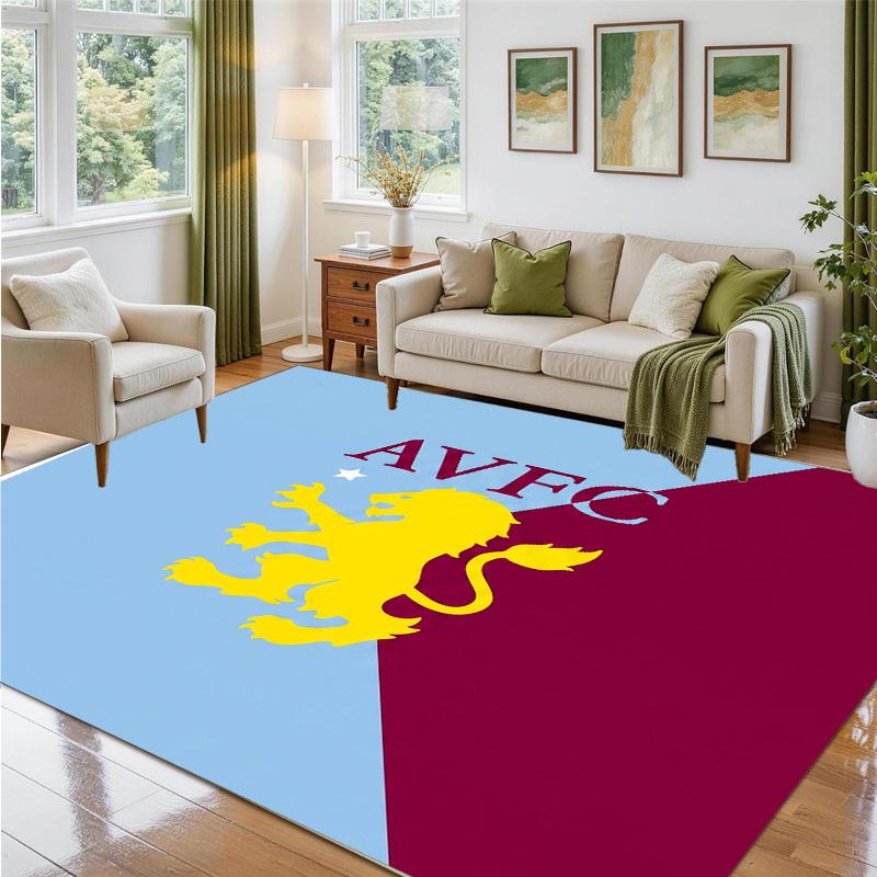 Aston Villa Football Design Crystal Velvet Rug Soft Decorative Mat for Bedroom Entrance