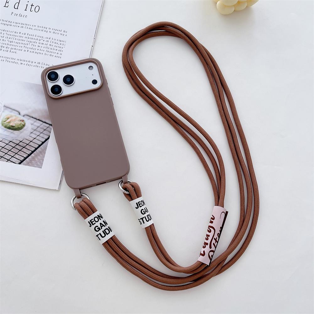 Силиконовый чехол для телефона для IPhone 17 Air 16E 15 14 Plus 13 12 11 Pro 17 Pro Max конфетного цвета с ремешком-шнурком для ношения через плечо