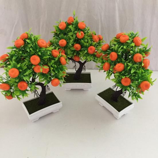 23 Fruits Artificial Orange Tree Decorative Non-fading Plastic Fake Simulation Plant Pot Bonsai for Daily Life