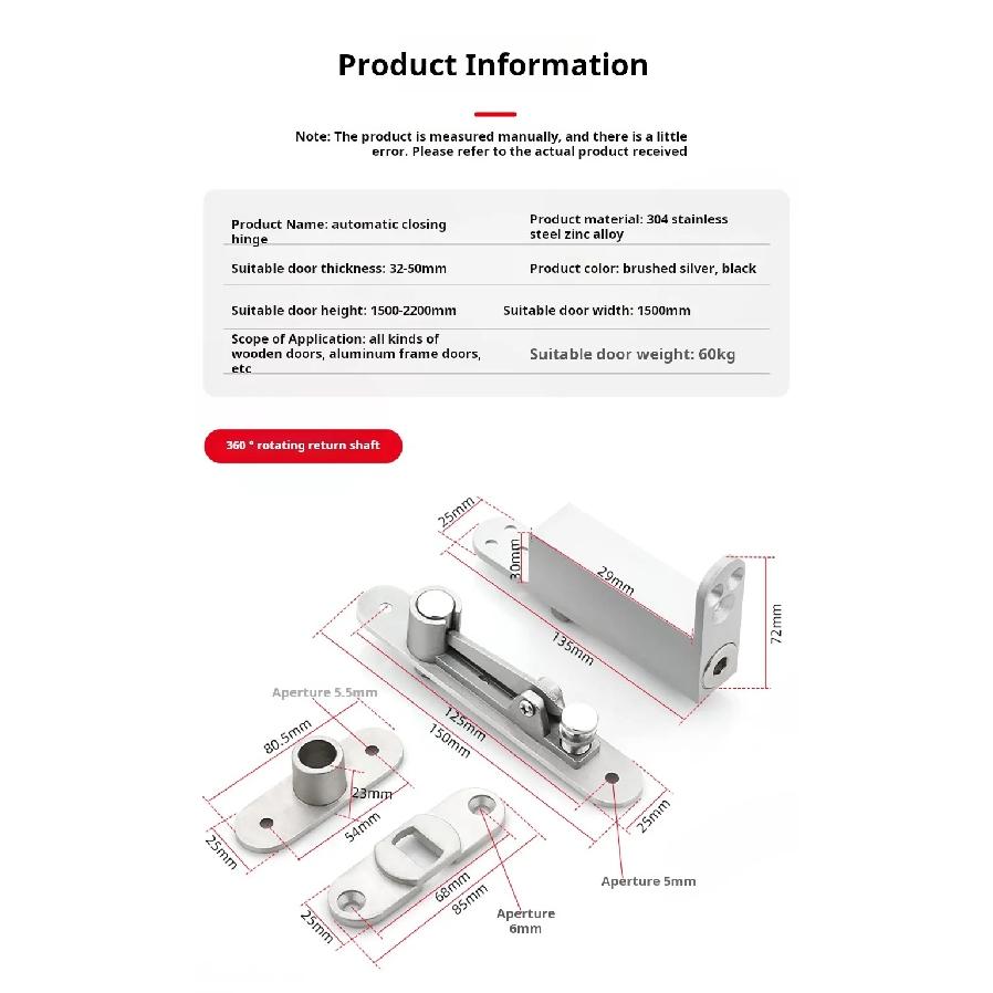 Wooden Door Invisible Door Ground Spring 90 Degree Positioning Door Closer Buffer Type Hidden Closer Ground Shaft Hardware