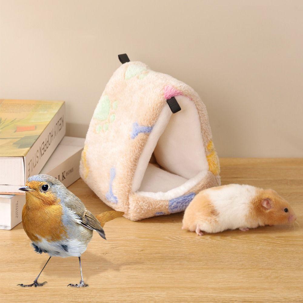 Утолщенная кровать для клетки хомяка Полузакрытое подвесное гнездо для хомяка Плюшевый гамак для хомяка Зима