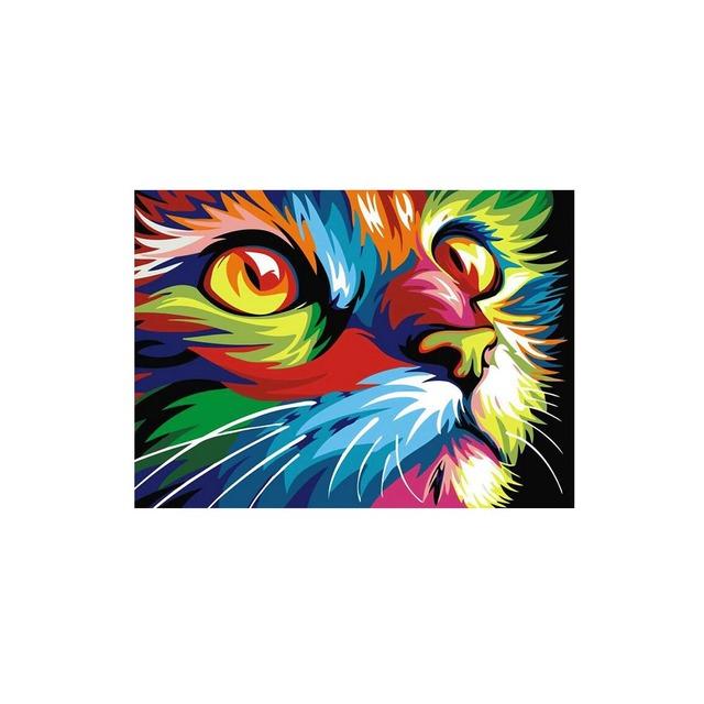 Solid Wood Frame Watercolor Lion Tiger Cat Canvas Painting Abstract Animals Pop Graffiti Posters and Prints Nordic Pictures for Living Room Decor