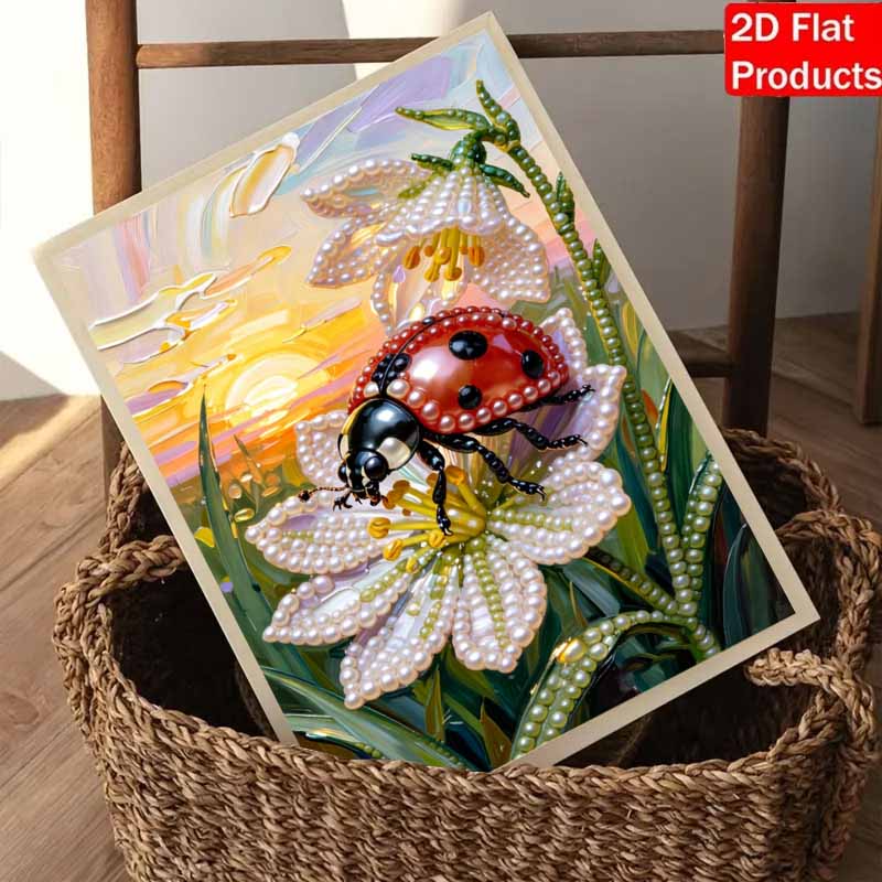 DIY холст для жемчужной живописи Дизайн божьей коровки Блестящий 3D набор для бисерного искусства Креативное ремесло для досуга для декора стены гостиной