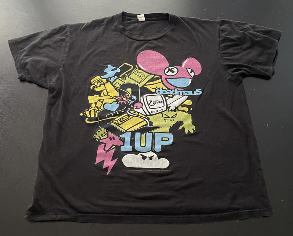 Joystick Junkies Deadmau5 1up 100% Cotton T-shirt Mens Tees Top, Black, Size: Medium