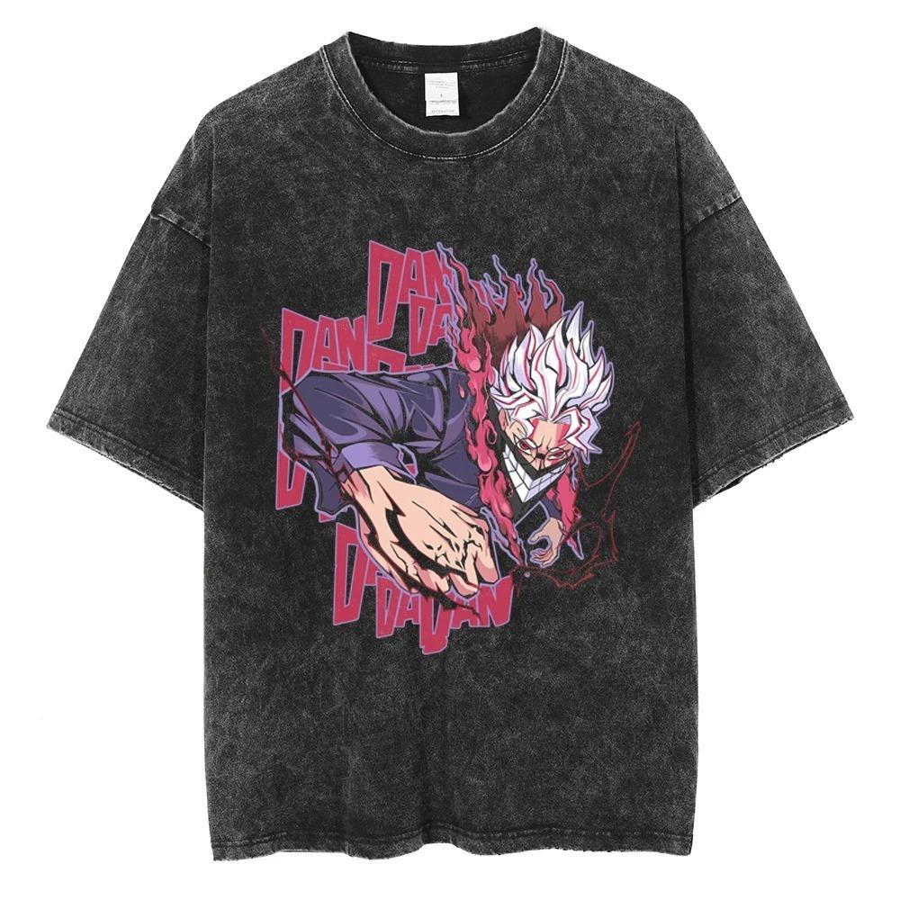 Футболка с принтом Dandadan Takakura Ken Vintage Washed Manga Panel Anime, Унисекс Уличная футболка для фанатов сверхъестественного манга, Повседневная футболка с коротким рукавом, 100% хлопок