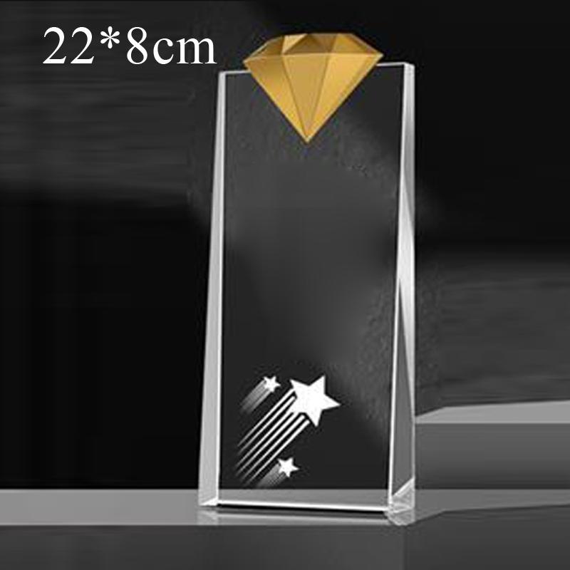 Customized Crystal Trophy with Metal Pendant, Beveled Version Trophy, Customized Award, Company Award, Staff, Free Engraving 1Pc