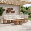 Garden Sofa Set 7 Pieces Natural and Cream White Poly Rattan