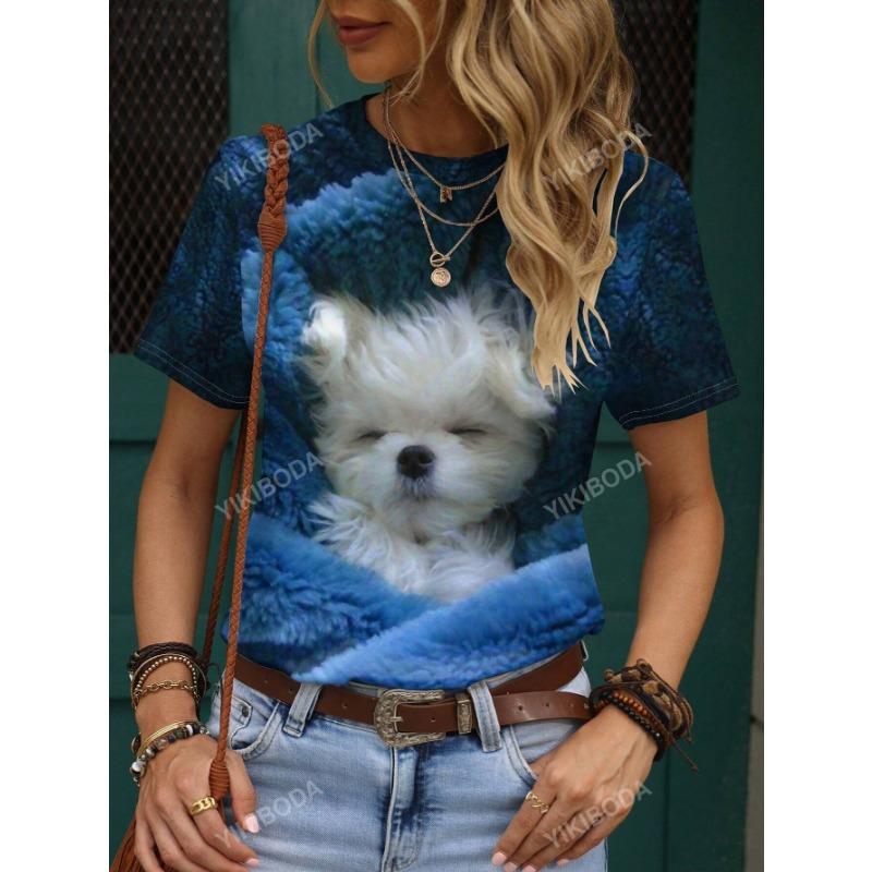 Футболка с принтом 3D Dog Tee женская