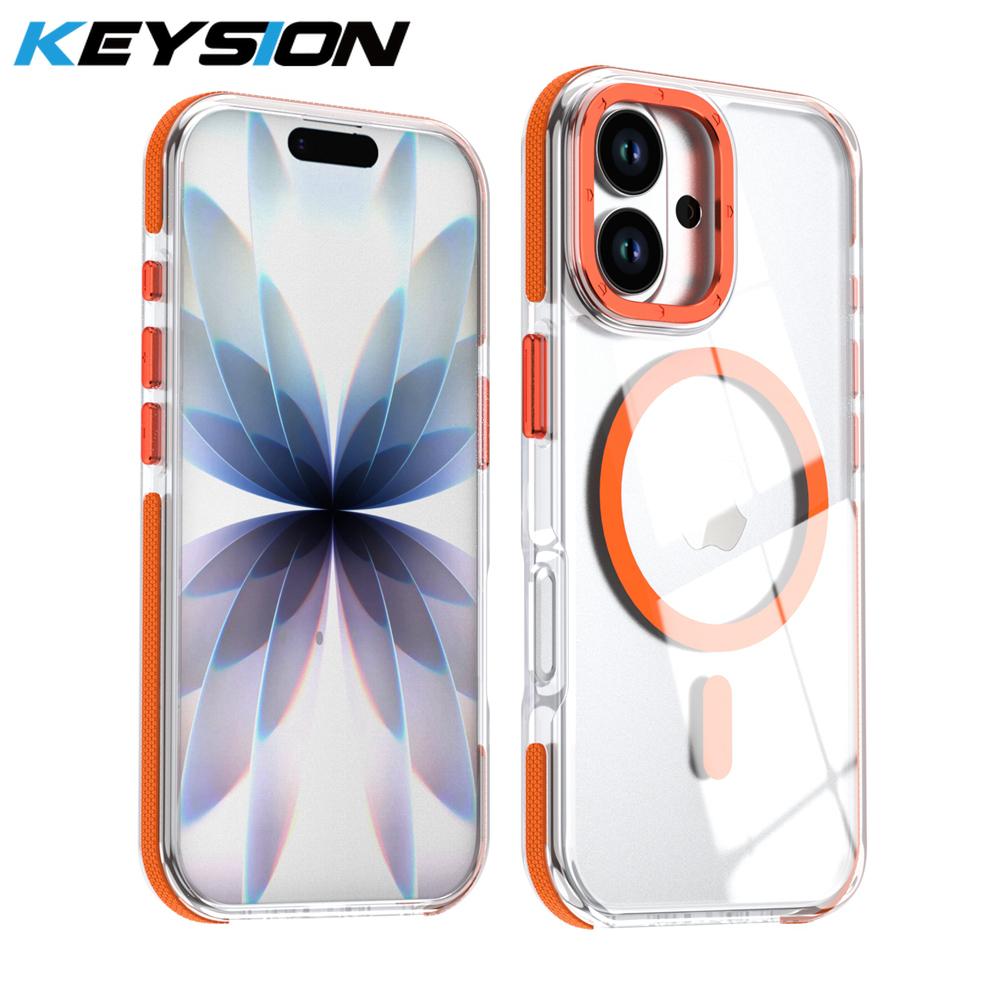 KEYSION Прозрачный магнитный чехол HD для MagSafe для iPhone 17 Pro Max Беспроводная зарядка Ударопрочный чехол для телефона для iPhone17 Air